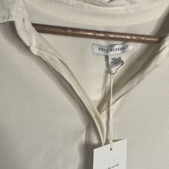 NWT Women Sheer Off White Button Down Long Sleeve Blouse Top Size XXL Office - Picture 11 of 13